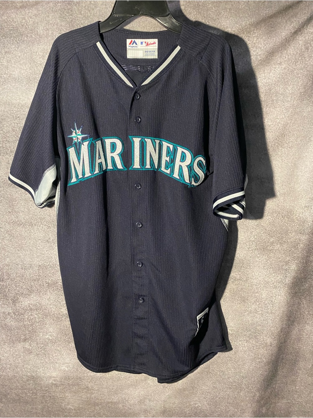 Majestic Authentic Seattle Mariners Navy MLB Jersey Men Size 44 Large Blank